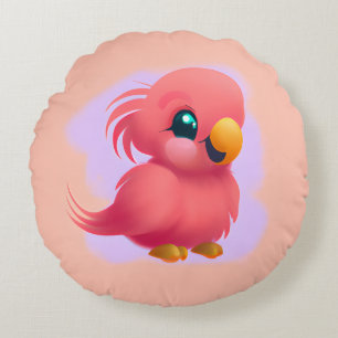 Cute and Adorable Pink Baby Parrot Round Cushion