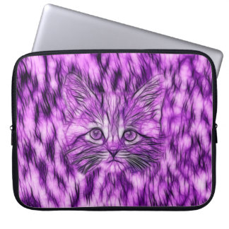 Cute and Adorable Purple Kitten Laptop Sleeve