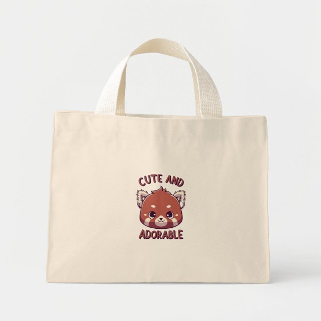 Cute and Adorable Red Panda Mini Tote Bag (Front)