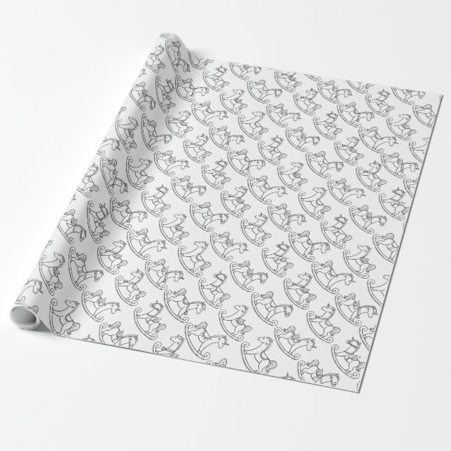 Cute and Adorable Rocking Horse Wrapping Paper (Unrolled)