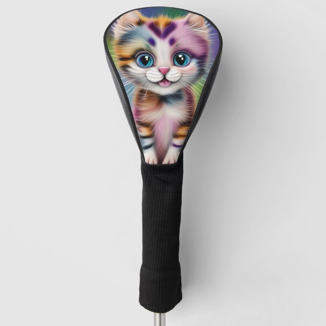 Cute and Adorable Smiling Striped Kitten  Golf Head Cover (Front)