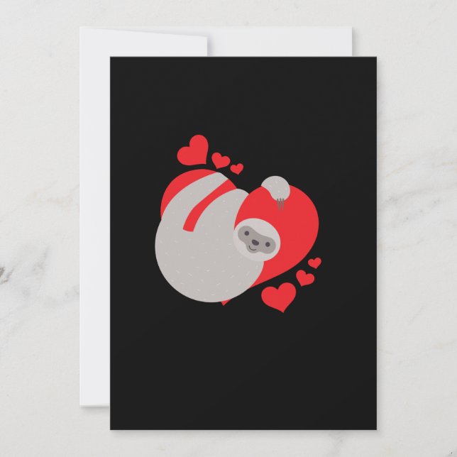 Cute and Adorable Valentines Day Sloth Invitation (Front)