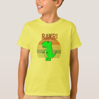 Cute And Angry Cartoon T-Rex Dinosaur Sunset