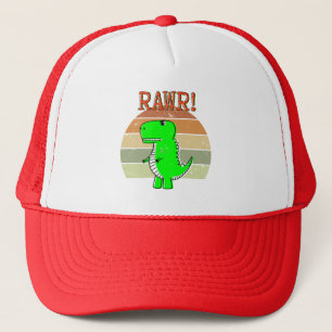 Cute And Angry Cartoon T-Rex Dinosaur Sunset Trucker Hat