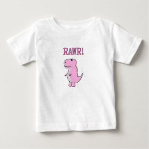 Cute And Angry Pink Cartoon T-Rex Dinosaur Baby T-Shirt