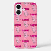 Cute And Angry Pink Cartoon T-Rex Dinosaur
