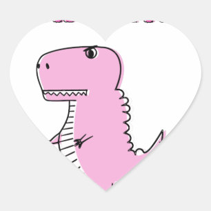 Cute And Angry Pink Cartoon T-Rex Dinosaur Heart Sticker