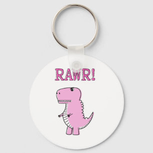 Cute And Angry Pink Cartoon T-Rex Dinosaur Key Ring