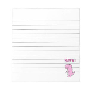 Cute And Angry Pink Cartoon T-Rex Dinosaur Lined Notepad