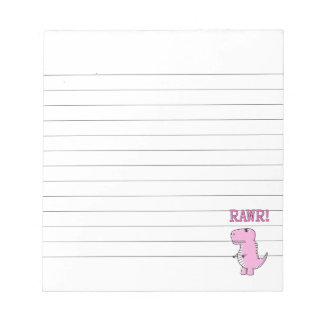 Cute And Angry Pink Cartoon T-Rex Dinosaur Lined Notepad