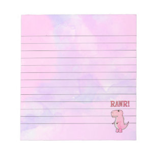 Cute And Angry Pink Cartoon T-Rex Dinosaur Lined Notepad