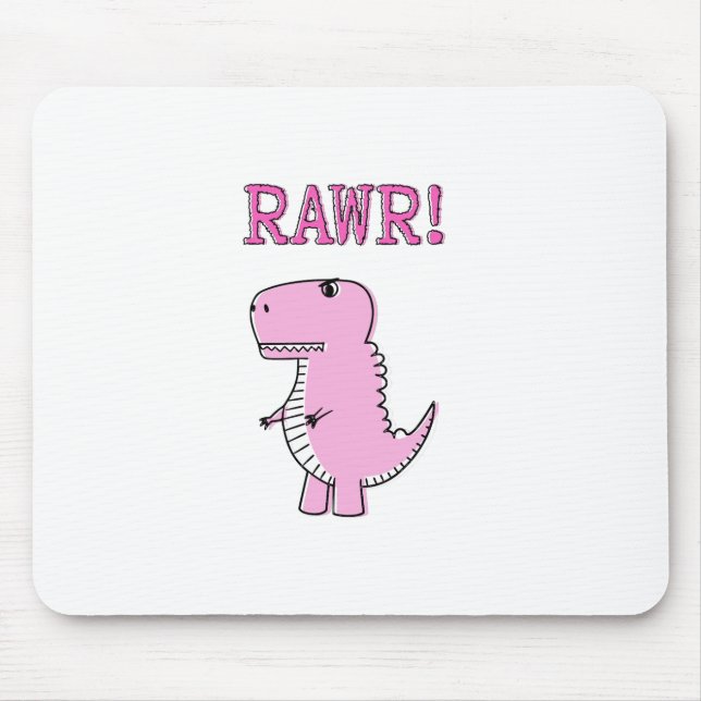 Cute And Angry Pink Cartoon T-Rex Dinosaur Mouse Mat (Front)