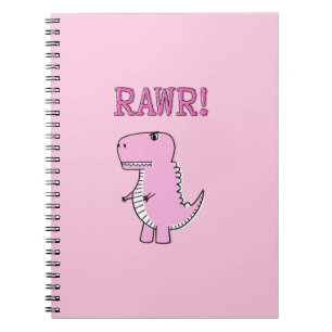 Cute And Angry Pink Cartoon T-Rex Dinosaur Notebook