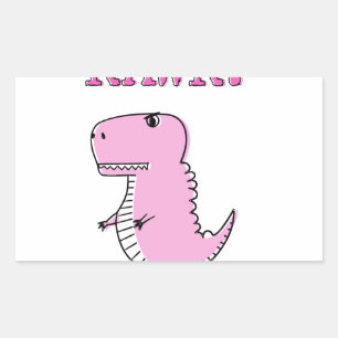 Cute And Angry Pink Cartoon T-Rex Dinosaur Rectangular Sticker