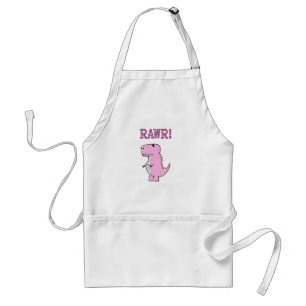 Cute And Angry Pink Cartoon T-Rex Dinosaur Standard Apron