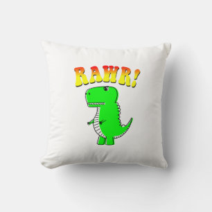 Cute and Angry T-Rex RAWR Groovy Text Cushion