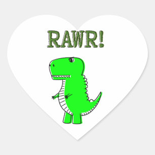 Cute and Angry T-Rex RAWR Heart Sticker