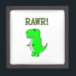 Cute and Angry T-Rex RAWR Keepsake Box<br><div class="desc">Cute angry cartoon t-rex! Original cartoon design.  Rawr!</div>