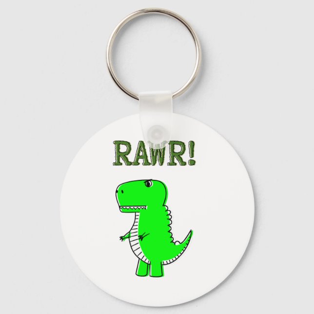 Cute and Angry T-Rex RAWR Key Ring (Front)