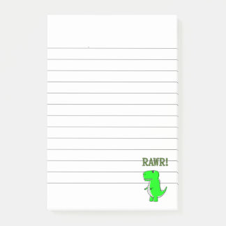 Cute and Angry T-Rex RAWR Lined Post-it Notes