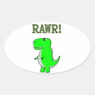 Cute and Angry T-Rex RAWR Oval Sticker