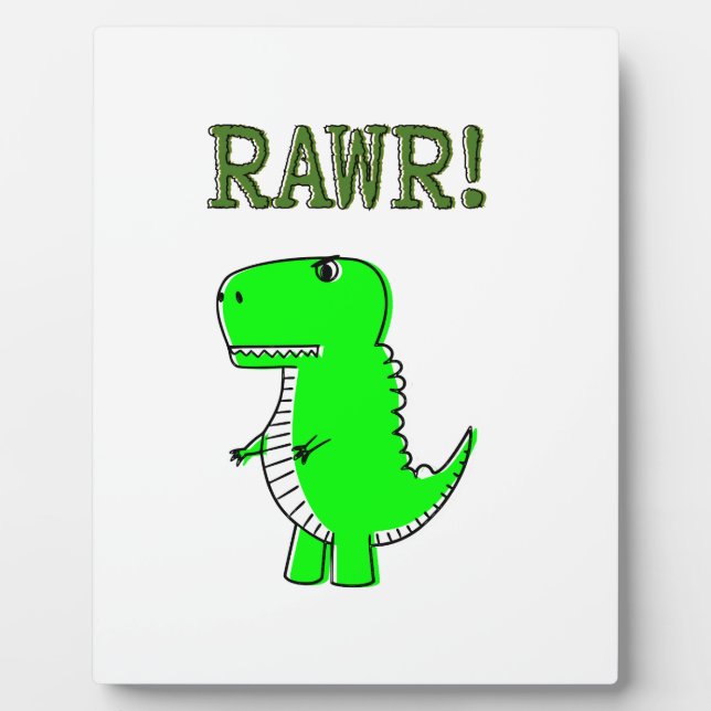 Cute and Angry T-Rex RAWR Plaque (Front)