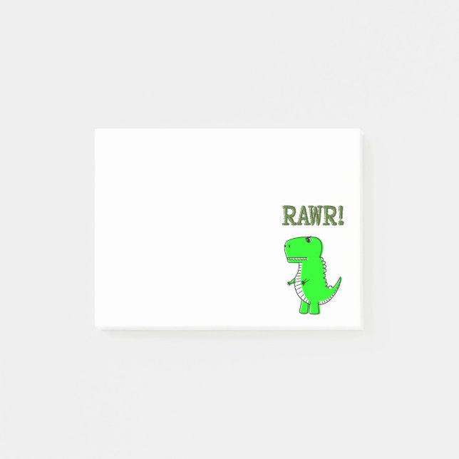 Cute and Angry T-Rex RAWR Post-it Notes (Front)