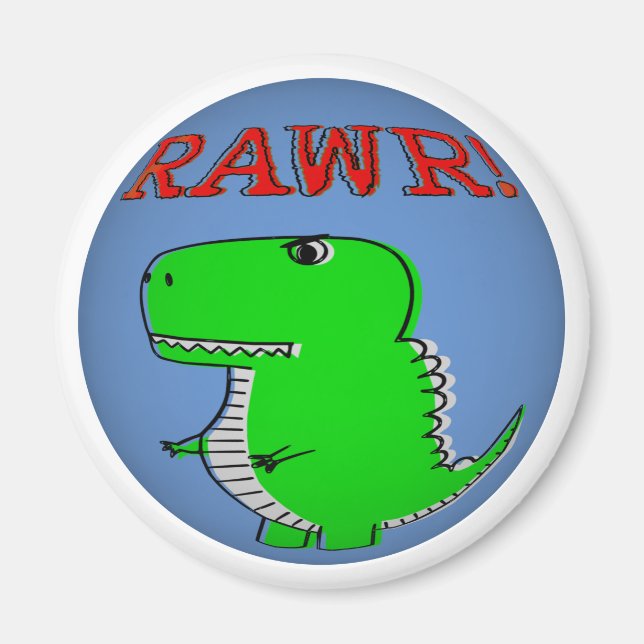 Cute and Angry T-Rex RAWR Sphere Magnet (Front)