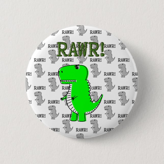 Cute and Angry T-Rex With Black And White Pattern 6 Cm Round Badge (Front)