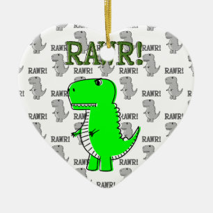 Cute and Angry T-Rex With Black And White Pattern Ceramic Tree Decoration