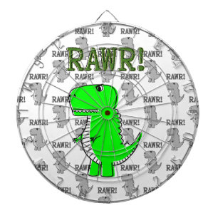 Cute and Angry T-Rex With Black And White Pattern Dartboard