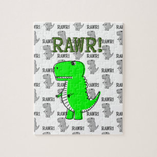 Cute and Angry T-Rex With Black And White Pattern Jigsaw Puzzle