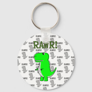 Cute and Angry T-Rex With Black And White Pattern Key Ring