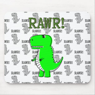 Cute and Angry T-Rex With Black And White Pattern Mouse Mat