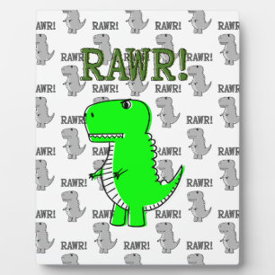 Cute and Angry T-Rex With Black And White Pattern Plaque