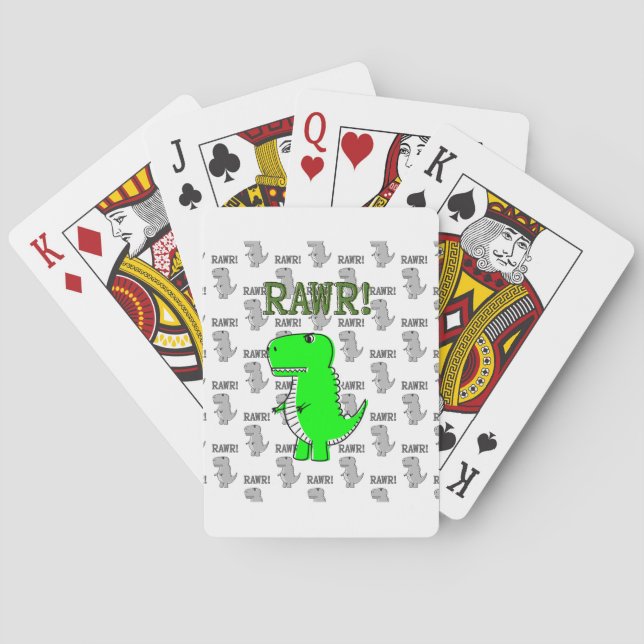 Cute and Angry T-Rex With Black And White Pattern Playing Cards (Back)