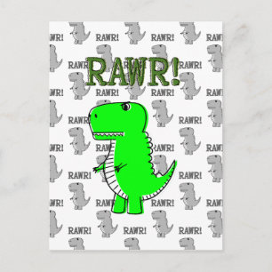 Cute and Angry T-Rex With Black And White Pattern Postcard