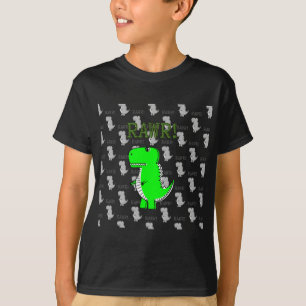 Cute and Angry T-Rex With Black And White Pattern T-Shirt