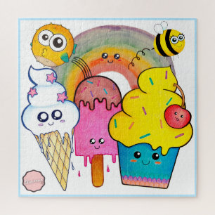 Cute and Awesome, Kawaii Colourful Cartoon Jigsaw Puzzle