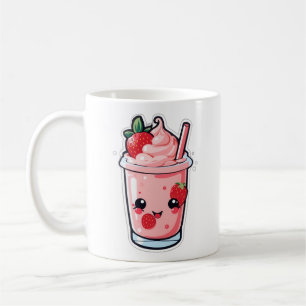 cute and beautiful kawaii strawberry milk coffee mug