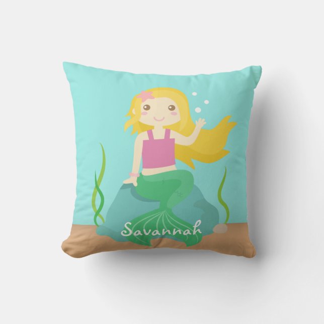 Cute and Beautiful Mermaid for Under the Sea Cushion (Front)