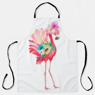 Cute and beautiful pink flamingo mexican bird with apron