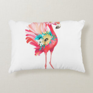 Cute and beautiful pink flamingo mexican bird with decorative cushion