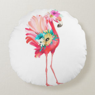 Cute and beautiful pink flamingo mexican bird with round cushion