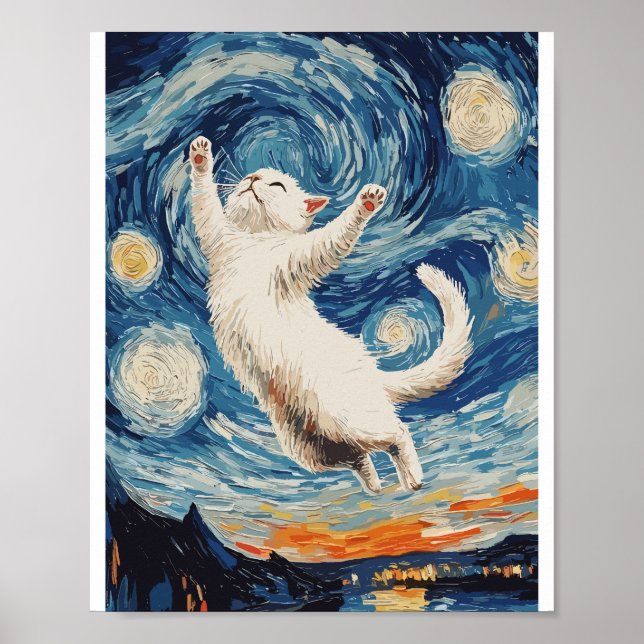 Cute and beautiful white cat  poster (Front)