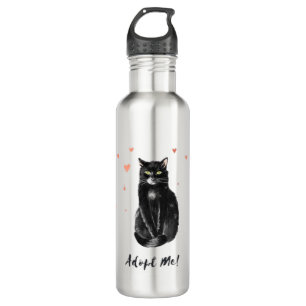 Cute and Black Cat Adopt Me   710 Ml Water Bottle