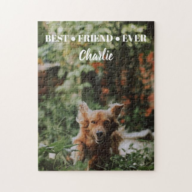 Cute and Charming Customised Dog Photo and Name Jigsaw Puzzle (Vertical)