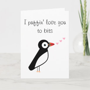 Cute and cheesy Valentine’s puffin card
