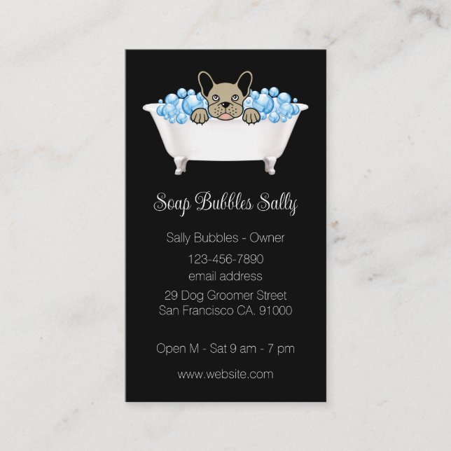 Cute And Classy Dog Grooming Business Cards (Front)