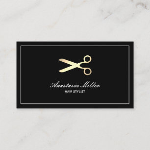Cute And Classy Hair Stylist Gold And Black Business Card
